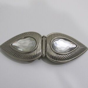 Vintage Silver Metal Rhinestone Belt Buckle